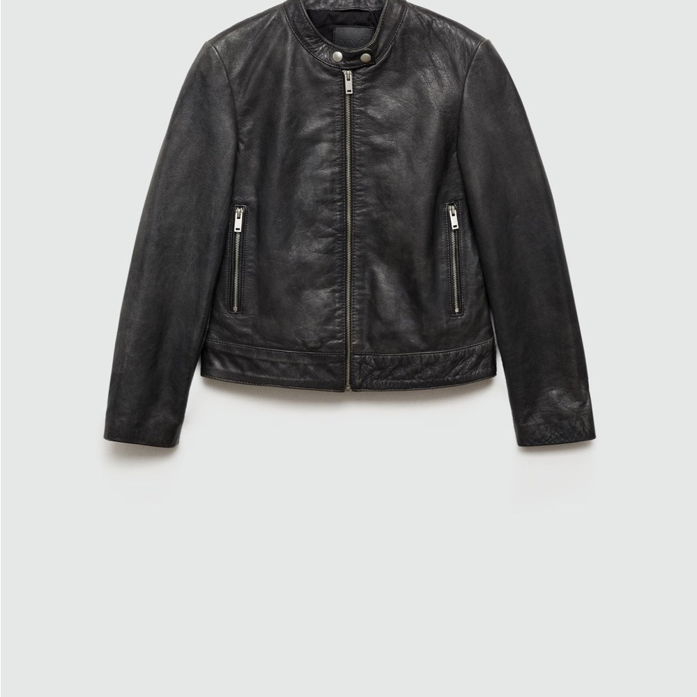 Mango Black Leather Jacket - Picture 4 of 7